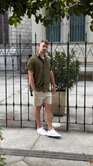 Camisa Social Masculina com Elastano – Tecido que Não Amarrota, Elegância e Conforto (Verde)