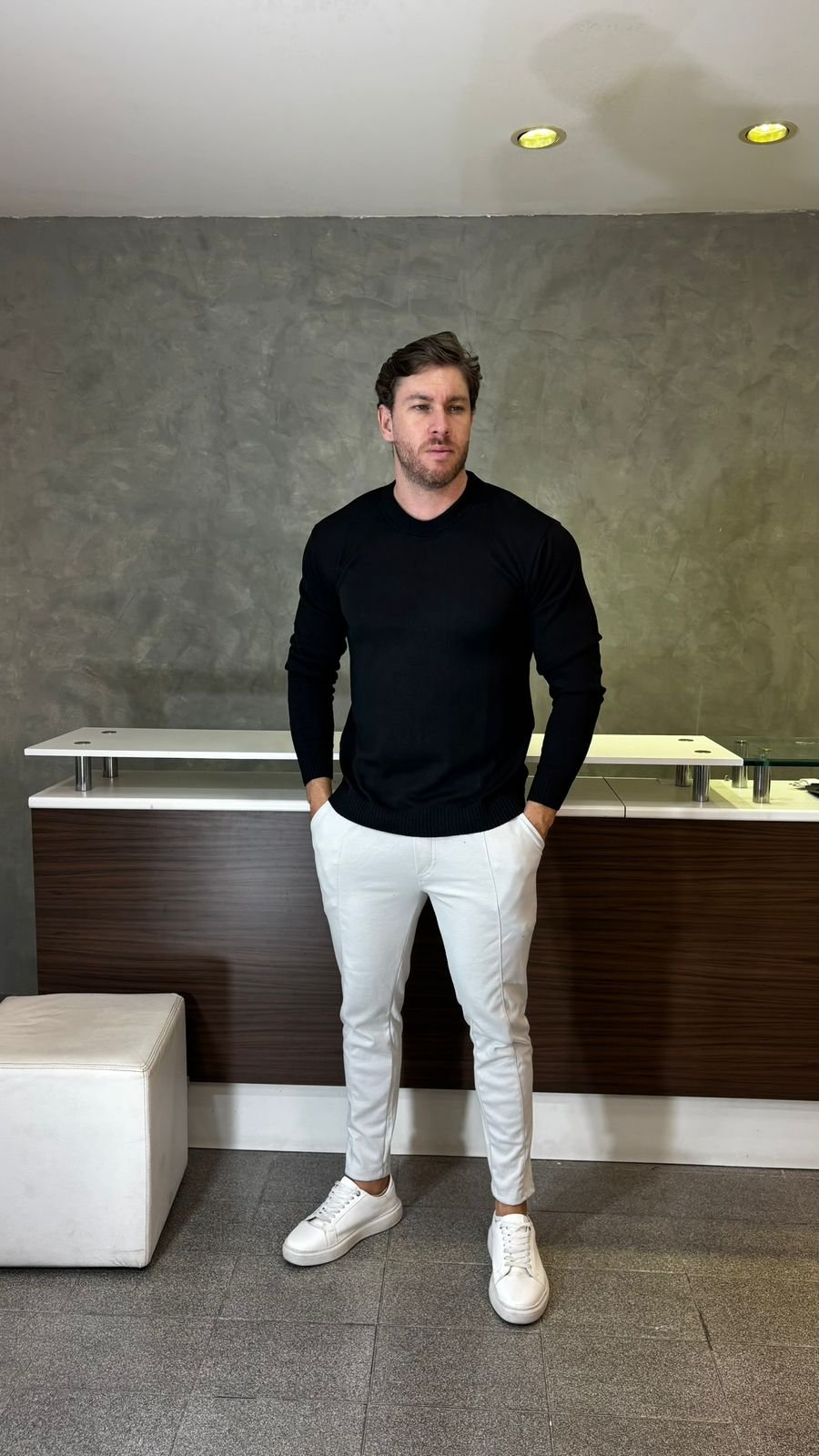 Calça de Alfaiataria Masculina com Elastano – Elegância e Conforto (Gelo) - Imagem 3