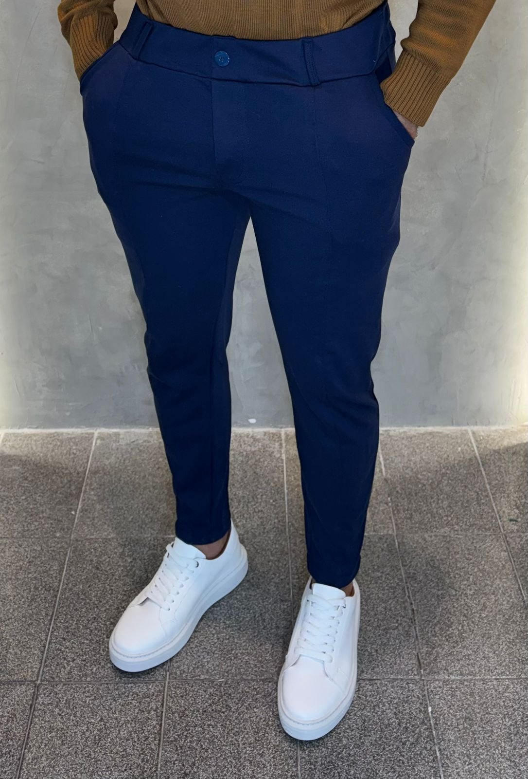 Calça de Alfaiataria Masculina com Elastano – Elegância e Conforto (Azul-Marinho) - Imagem 2