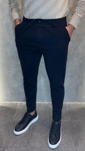 Calça de Alfaiataria Masculina com Elastano – Elegância e Conforto (Preto)