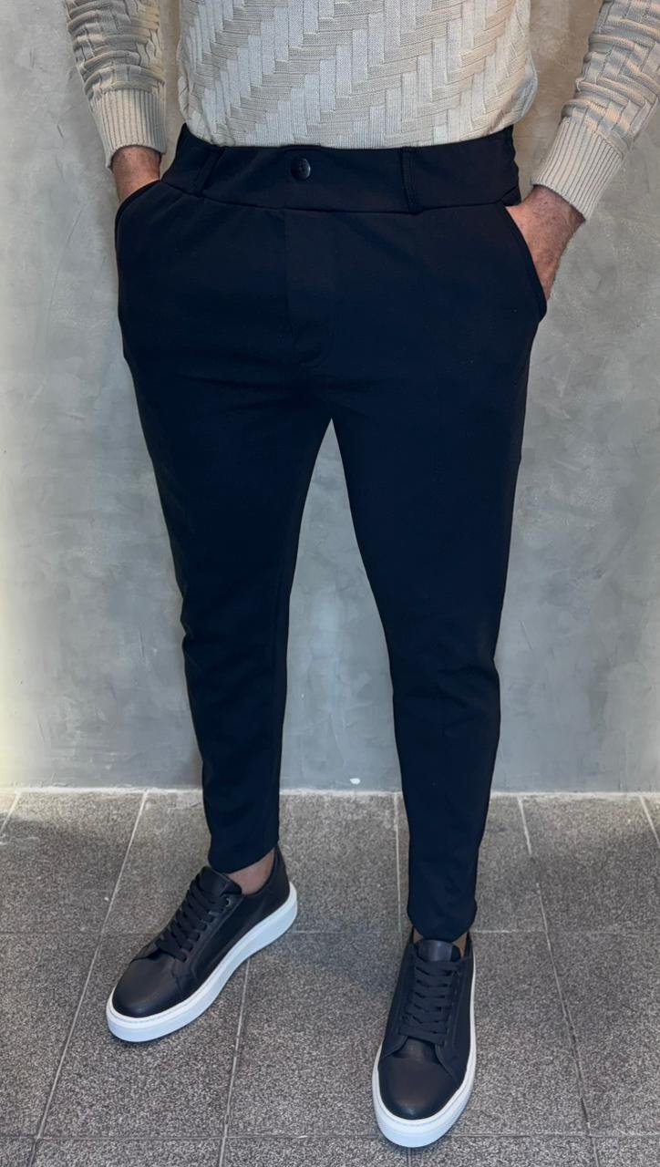 Calça de Alfaiataria Masculina com Elastano – Elegância e Conforto (Preto)