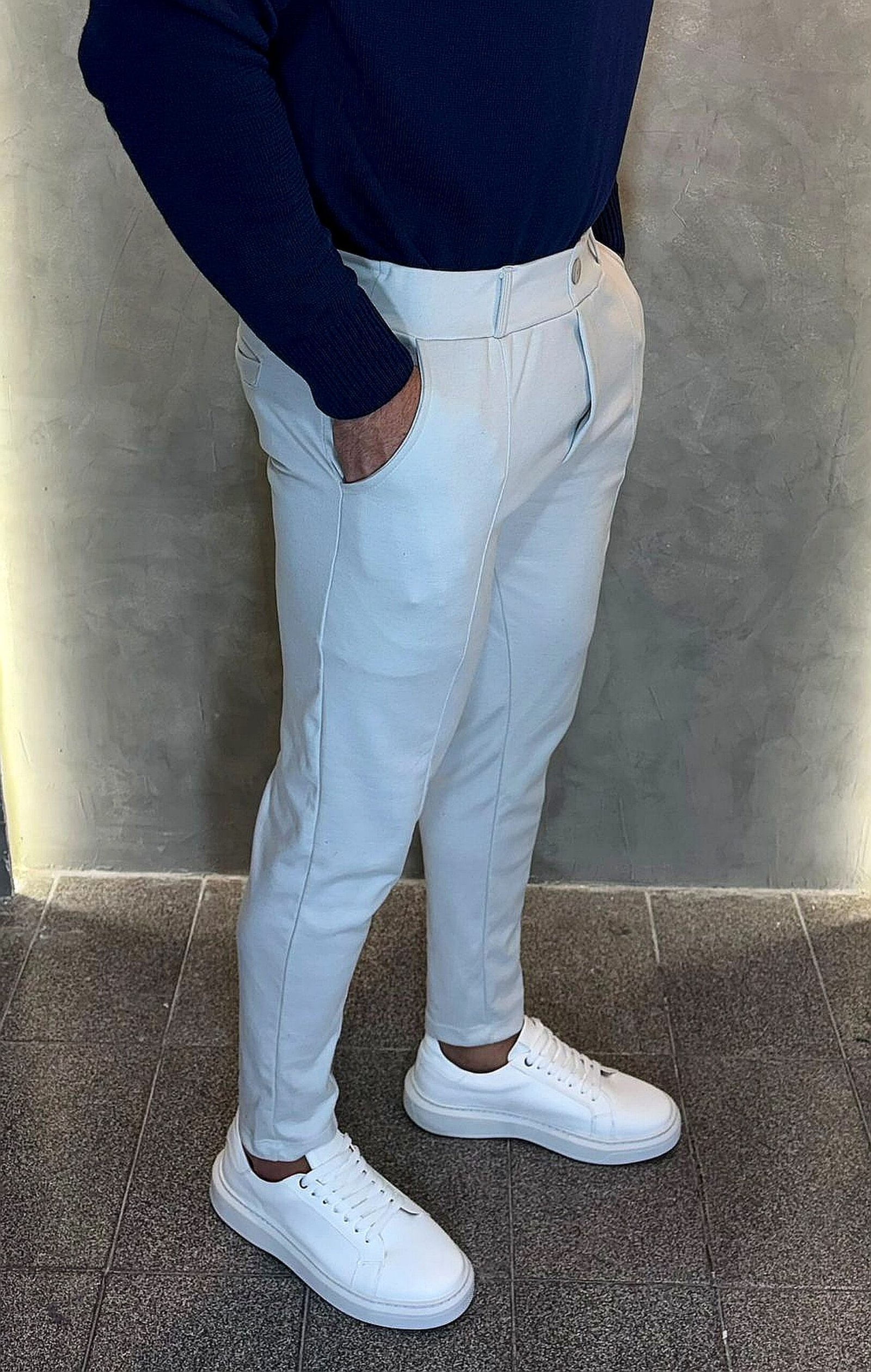 Calça de Alfaiataria Masculina com Elastano – Elegância e Conforto (Gelo) - Imagem 2