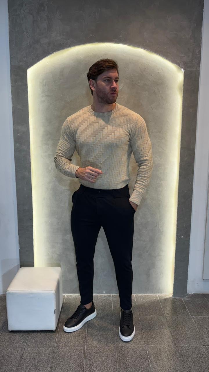 Calça de Alfaiataria Masculina com Elastano – Elegância e Conforto (Preto) - Imagem 3