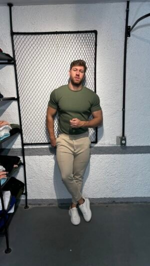 T-shirt canelada verde militar