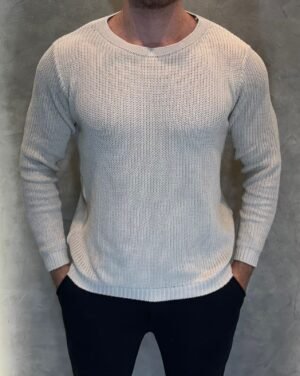 Suéter Tricot Texturizado Bege Grosso