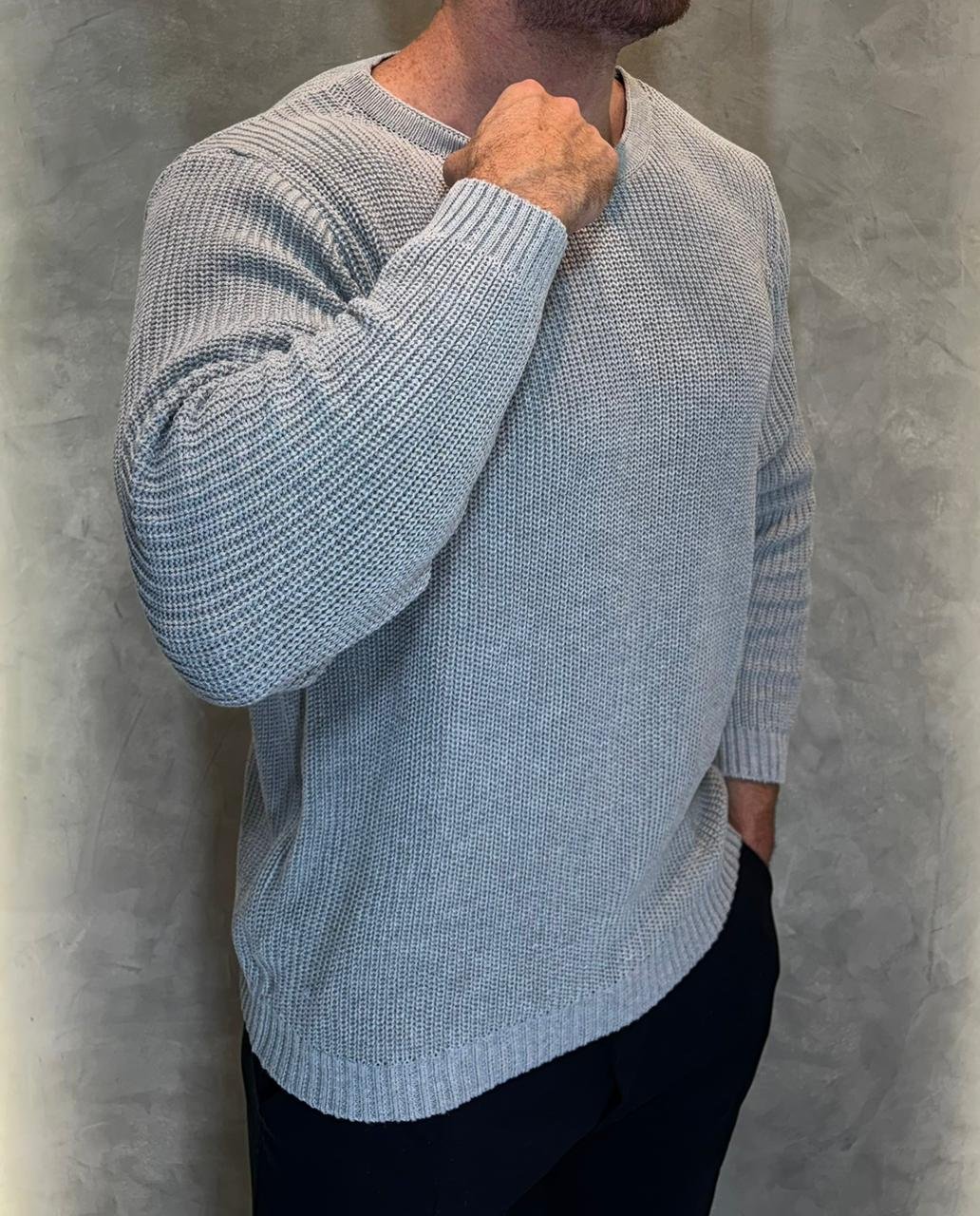 Suéter Tricot Cinza Grosso - Imagem 2