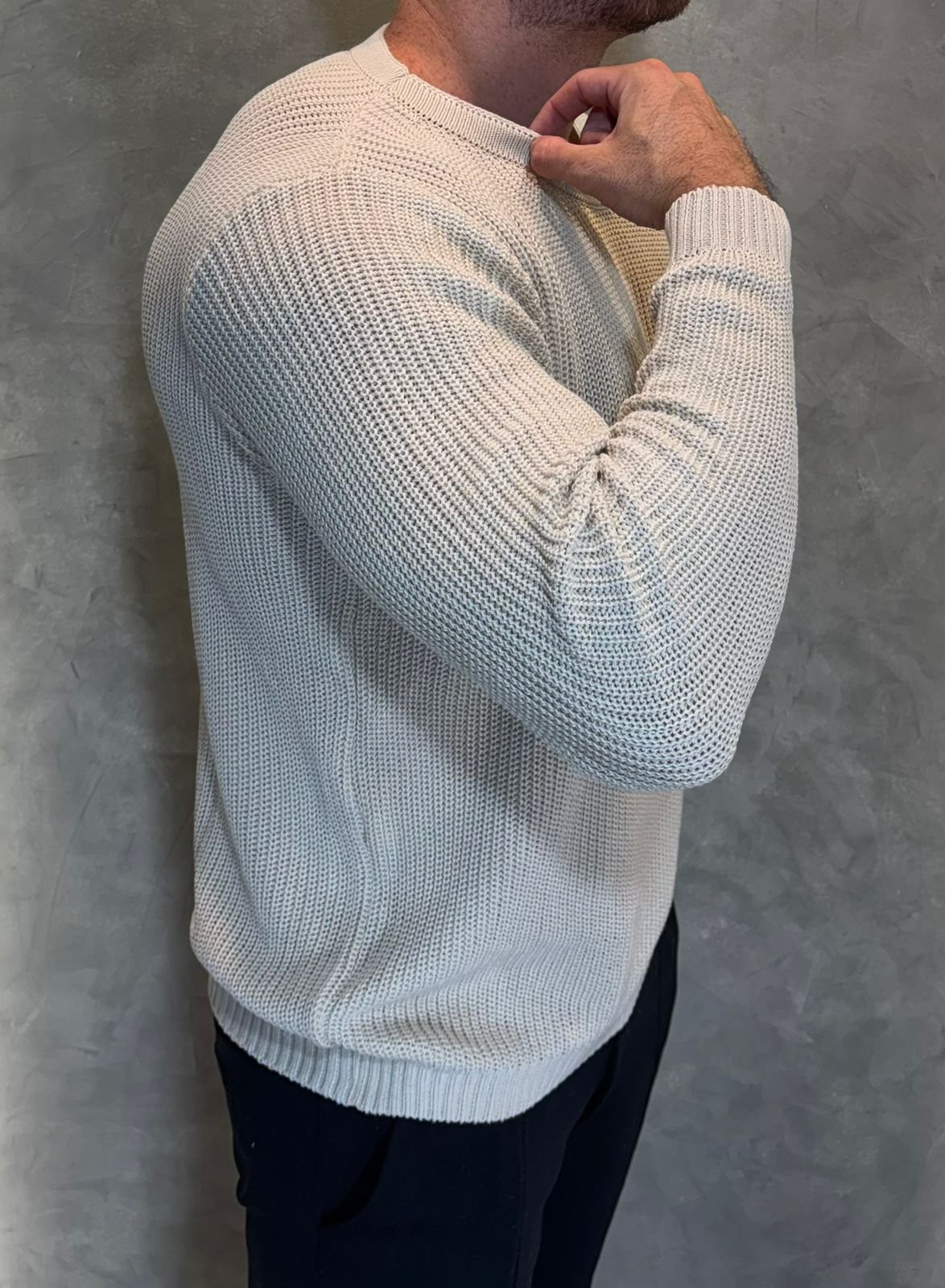 Suéter Tricot Texturizado Bege Grosso - Imagem 2