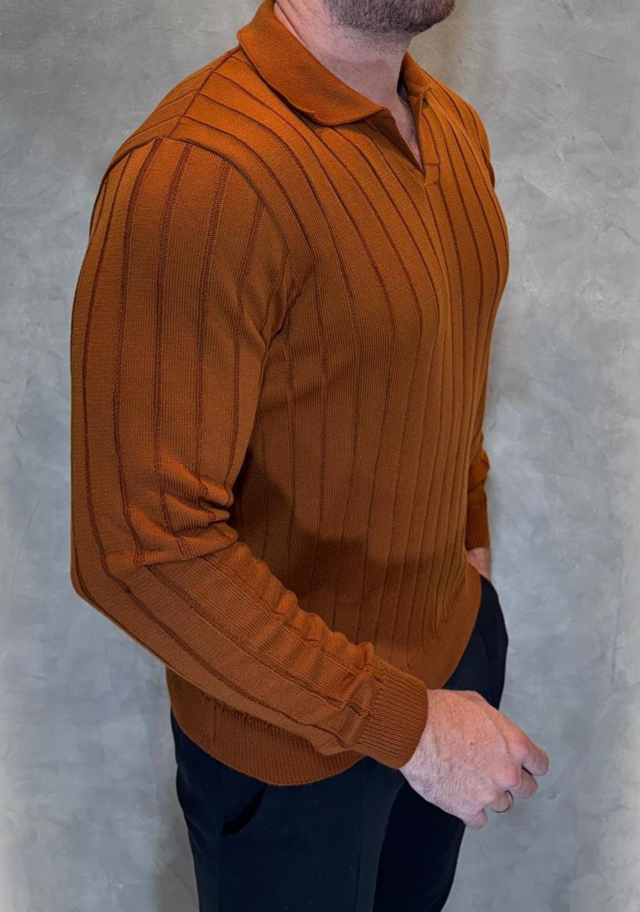 Suéter Tricot Polo Terracota - Imagem 2